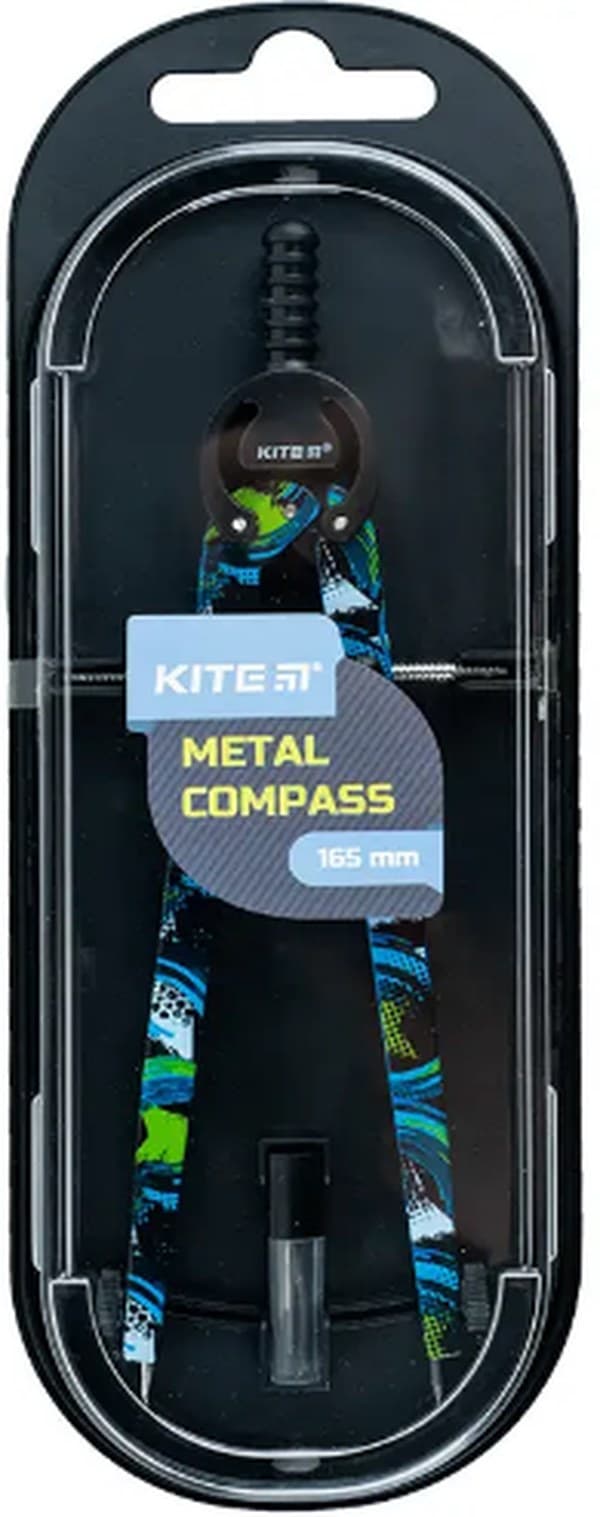 Циркуль "Kite" метал. с принтом,+грифель,синий в футляре №K24-415-2(12)