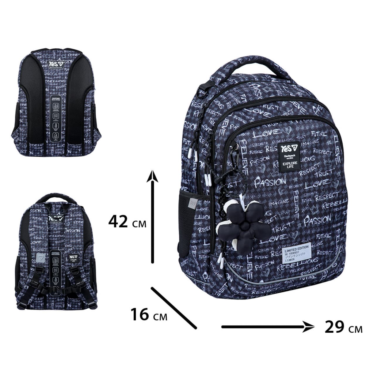 Рюкзак "Yes" TS-59M Passion 2от.,4карм. №550390