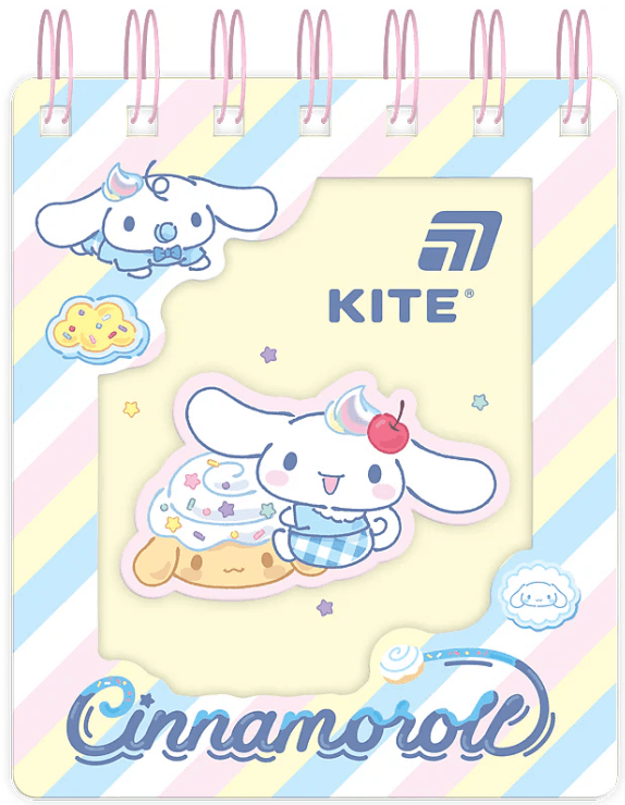 Блокнот пруж. А6 80арк. кліт. карт. обкл. вирубка "Cinnamoroll" №CR26-276/Kite/