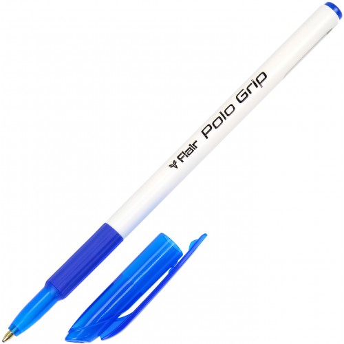 Ручка шариковая Flair Polo Grip 1 мм синяя с резиновым грипом (50) 1310