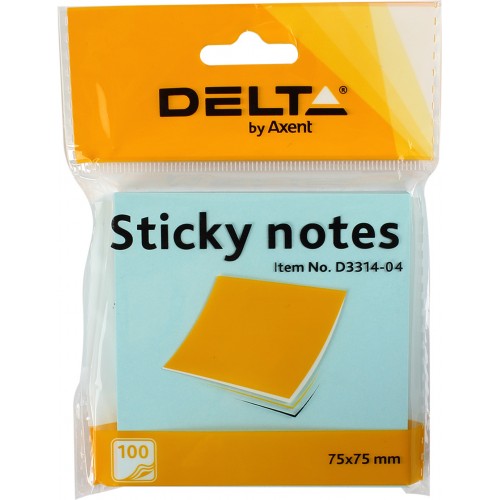 Блок для заміток з липким шаром 75х75 мм 100 аркушів синій Delta by Axent (1) (24) 3314-04