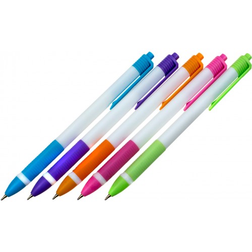 Ручка автоматическая шариковая Radius TRIXO синяя, белый корпус (12)