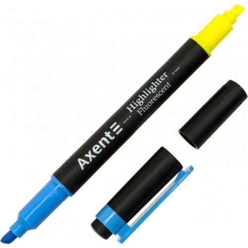 Текстмаркер Axent клиновидний Highlighter Dual 2-4 мм блакитний (12) (144) 2534-02-A