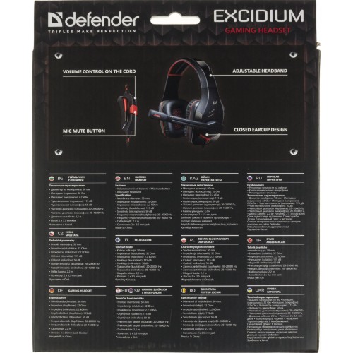 Навушники Defender Excidium 2,2 м red/black мікрофон 64540  
