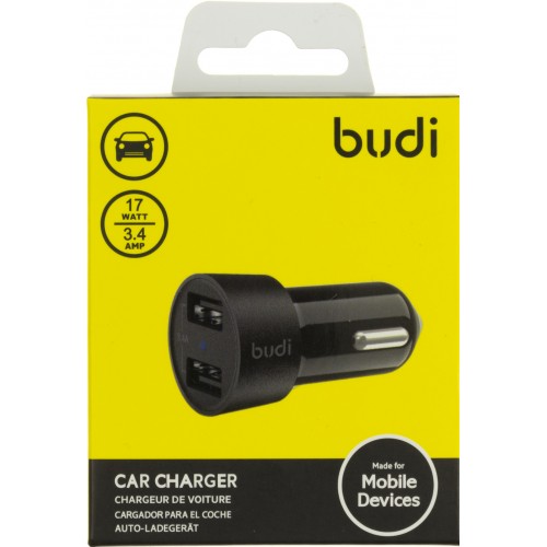 Зарядний пристрій автомобільний Budi швидка зарядка 2.4A 2USB black Breidon №M8J622Q  