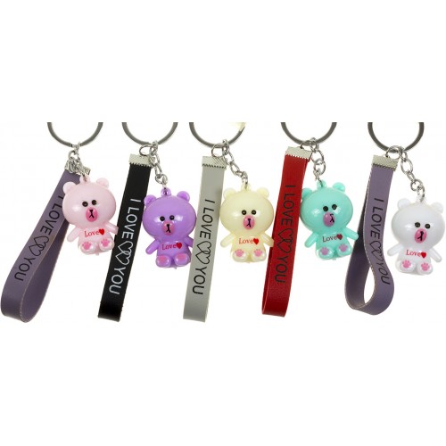 Брелок пластиковый Мишка с лентой I love you (12) (600) №3067