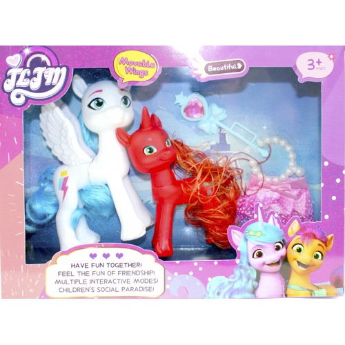 Конячка "LP" набір 2шт (16см, 13см),аксесуари,мікс,в кор-ці,28х21х7см №XQ9932B(48)