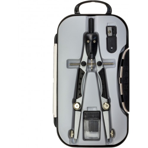 Циркуль CoolForSchool Radius, грифелі, точилка, чорний, в футлярі (12) CF81440