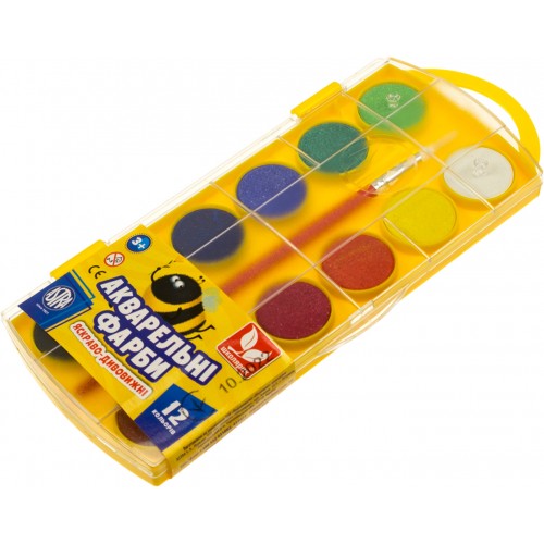 Акварель 12 кольорів Школярик з пензликом (26) №83216905 