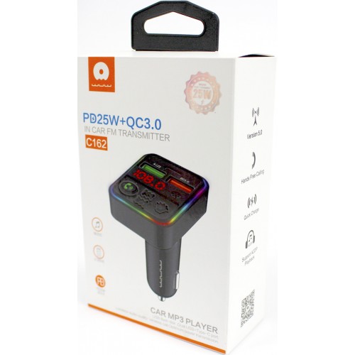 FM модулятор BT WUW №C162 25W 2USB, Type C,швидка зарядка/Breidon/