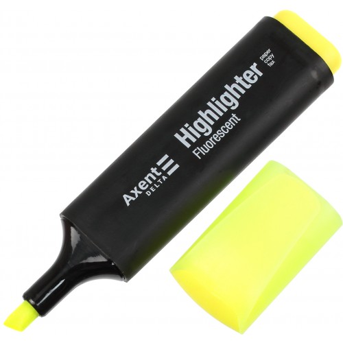 Текстмаркер Delta by Axent клин Highlighter 1-5 мм жовтий (12) 2501-08