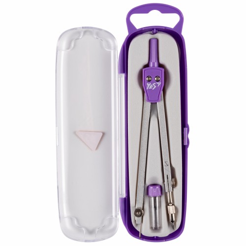 Циркуль "Yes" у футлярі із запасними грифелями,фіолетовий №220101(24)(192)