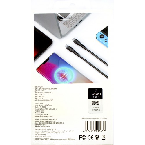 Кабель Type C > Type C Wiwu Wi-C005 C-C 100W 1м black