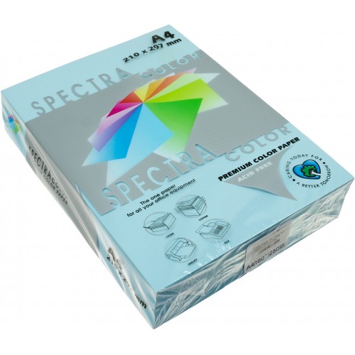 Бумага цветная А4 160г/м2 пастель Spectra Color Ocean 120 голубая