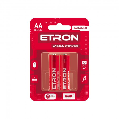 Батарейки Etron Mega Power LR-06 блистер 2 шт (12) (120)