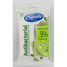 Салфетки влажные Smile 15 шт Antebacterial лайм и мята с витаминами 1953