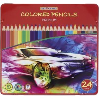 Олівці кольорові 24 кольори  Premium тригранні в металевій коробці (6) CF15179