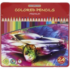 Карандаши цветные 24 цвета Premium трехгранные в металлической коробке (6) CF15179