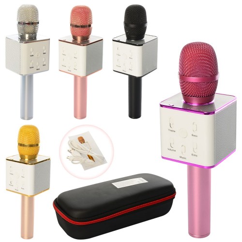 Микрофон на аккумуляторе,25 см,USB,Bluetooth,в футляре,28 х11,5 х7 см,микс цветов (10) Q7