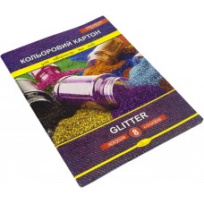 Картон цветной A4 8 листов Glitter Premium (20) ККГ-А4-8 Апельсин