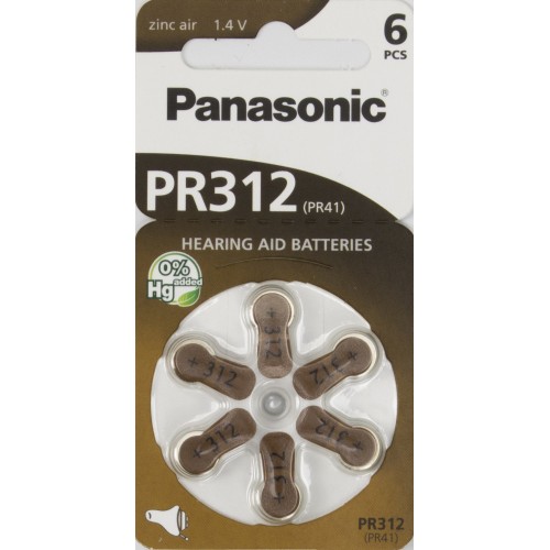 Батарейка Panasonic Zinc Air PR312 6 bl (6) (60)