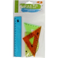 Набір геометричний 1 Вересня 370264 (лінійка 15см, 2 трикутники, транспортир)