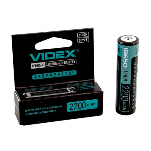 Акумулятор Videx Li-ion 18650-R, 2200 mAh, захист/mbl/блістер 1 шт