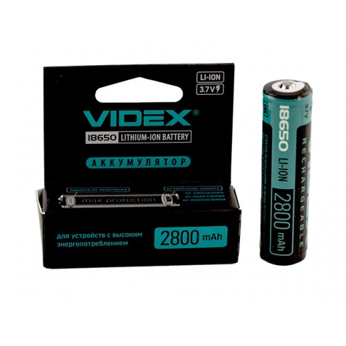 Акумулятор Videx Li-ion 18650-R, 2800 mAh, захист