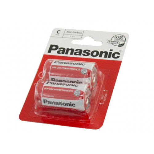 Батарейки Panasonic zinc carbon R-14 блистер 2 шт (12) (60)