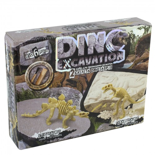 Набір для проведення розкопок Dino excavation динозаври українською DankoToys (6) DEX-01-04,05,06