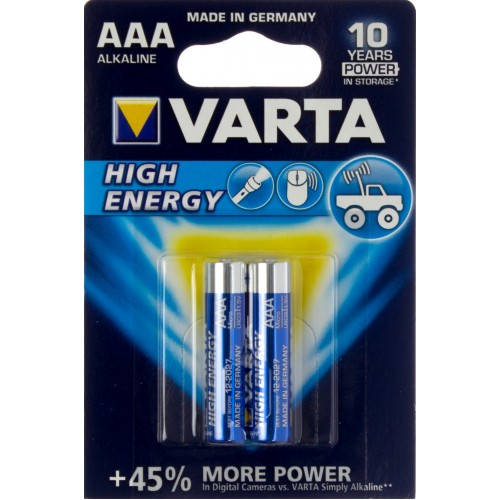 Батарейки Varta high energy longlife power LR-03 блистер 2 шт (10) (50)