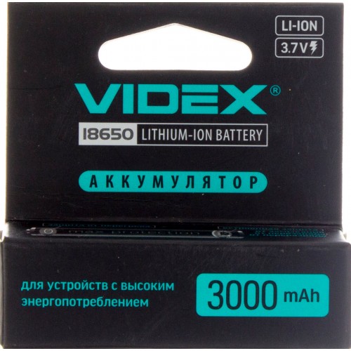 Аккумулятор Videx Li-ion 18650-R, 3000 mAh, защита