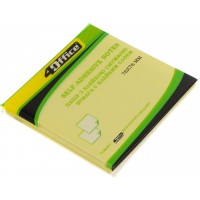 Блок для заміток з липким шаром 76х76мм 4Office 100 аркушів жовт, 4-423/4241