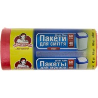 Пакеты для мусора Помощница 60 л 40 шт HDPE цветные 0026