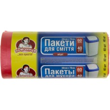Пакети для сміття Помічниця 60 л 40 шт HDPE кольорові 0026 