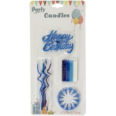 Свічка в торт 24 шт і 12 підсвічників Happy birthday блакитна (12) (144) F18 / 1659