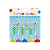 Набор свечей в торт Мячи 6 шт с подставками (12) MX620158