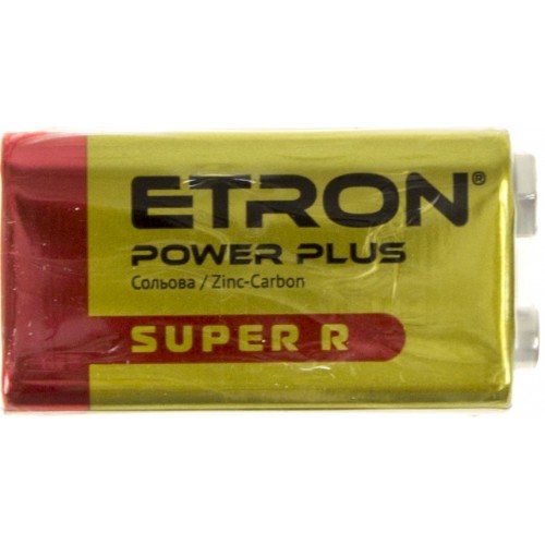 Батарейка Etron zinc-carbon 6F22/1shrink 9V крона (1) (10)