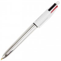 Ручка автоматическая шариковая Bic Колорс Шайн серебрянная 4-х цветная (12) 919380/3979