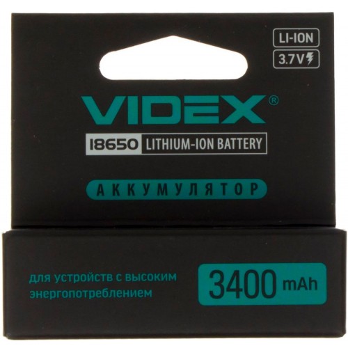 Аккумулятор VidexLi-ion 18650-R, 3400 mAh, защита