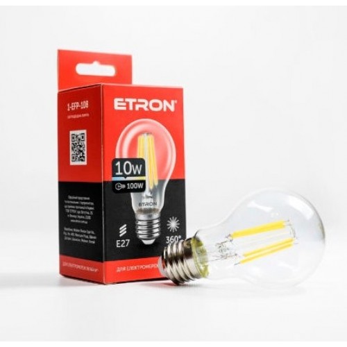 Лампа Etron Filament Power прозрачное стекло LED 1-EFP-108 A60 10Вт 4200K Е27 (10)