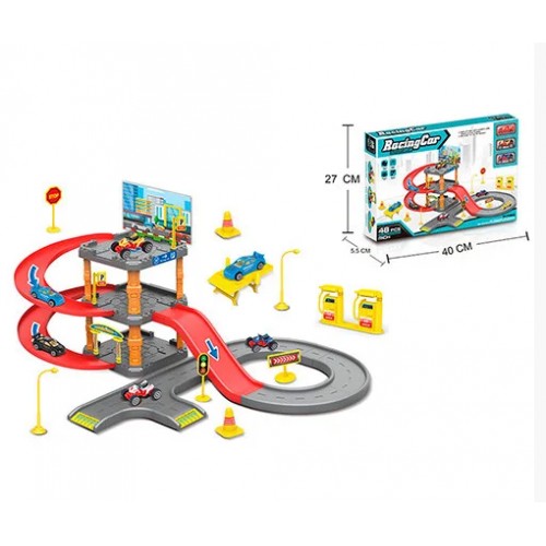 Гараж 3 этажа, 3 машины от 6 см, дорожные знаки, 32 детали, в коробке 40 х27,5 х5,5 см (36) P3032