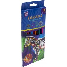 Карандаши цветные 12 цветов Cool For School Erasable пластиковые, треугольные, с ластиком CF15181