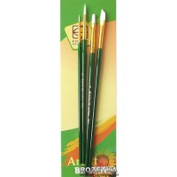 Набір пензлів худож. 4шт Kolos 7067/4270674 (Синтетика кругла2шт,плоска1шт,кут1шт)