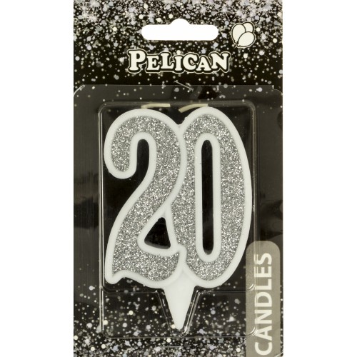 Свеча юбилейная 20 7 см серебро Pelican (1) (32) 867220