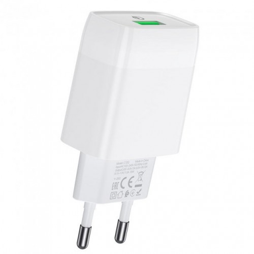 Зарядний пристрій Hoco C72Q швидка зарядка 1USB+Type-C 3.0A white