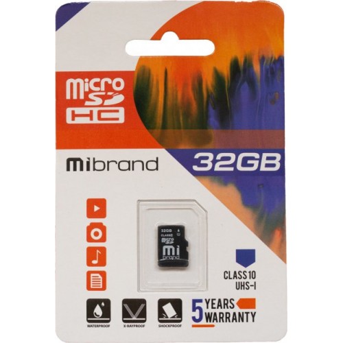 Карта пам'яті 32 Gb Micro-SDHC(UHS-1) Mibrand class10 0016  