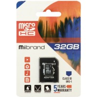 Карта памяти 32 Gb Micro-SDHC(UHS-1 U3) Mibrand (adapter) class10 0023