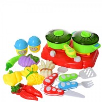 Набор посуды: плита, сковородка, кухонные принадлежности, овощи 6 шт, в коробке 46х32х7 см (18) RM190AB-6