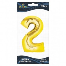 Кулька повітряна фольгована Цифра-2 80 см золото (1) 830812 Pelican